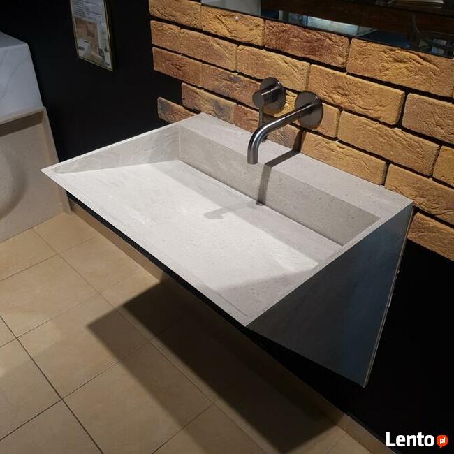 Umywalka jednoosobowa z odpływem liniowym (solid surface)