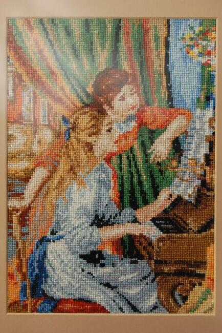 Renoir Dziewczęta przy pianinie impresjonizm obraz haftowany