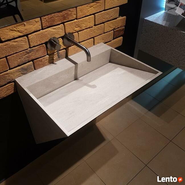 Umywalka jednoosobowa z odpływem liniowym (solid surface)