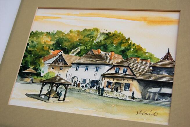 Kazimierz Dolny, pejzaż, akwarela bez ramy, obraz, Stefański