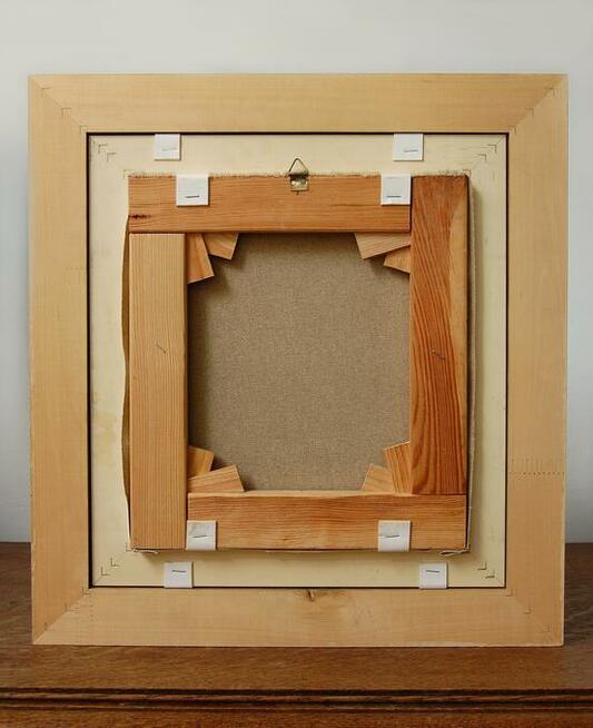 Pejzaż las rzeka obraz olejny ręcznie malowany M. Rojewski