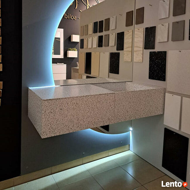 Monolityczna szafka kompozytowa z umywalką. -50!