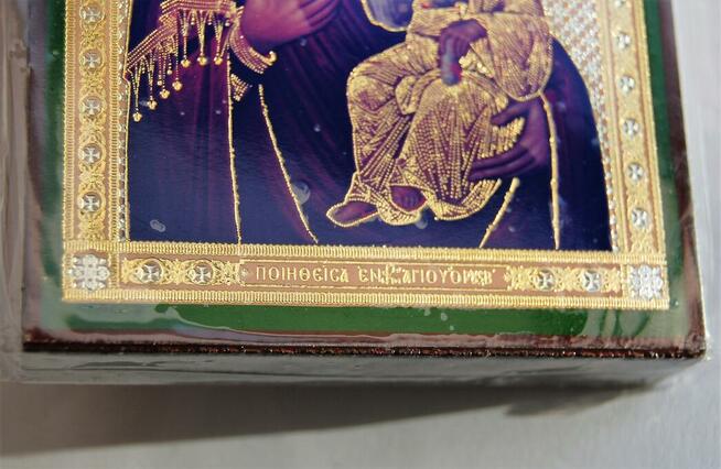 Matka Boża Iwerska, ikona rosyjska na desce druk 9,1 x 6,3