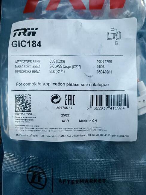 czujnik klocków hamulcowych Mercedes