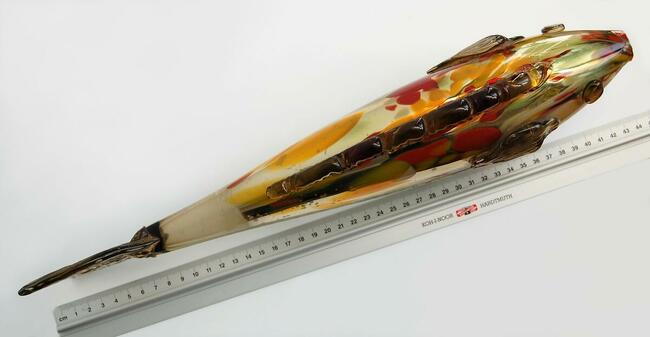 Ryba szklana figura 43 cm szkło barwione w masie PRL vintage