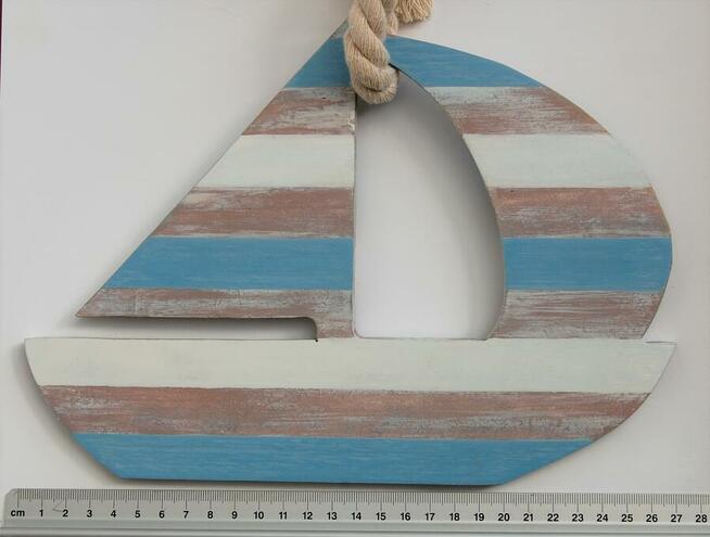 Łódź, żaglówka zawieszka drewniana na linie, marynistyczna