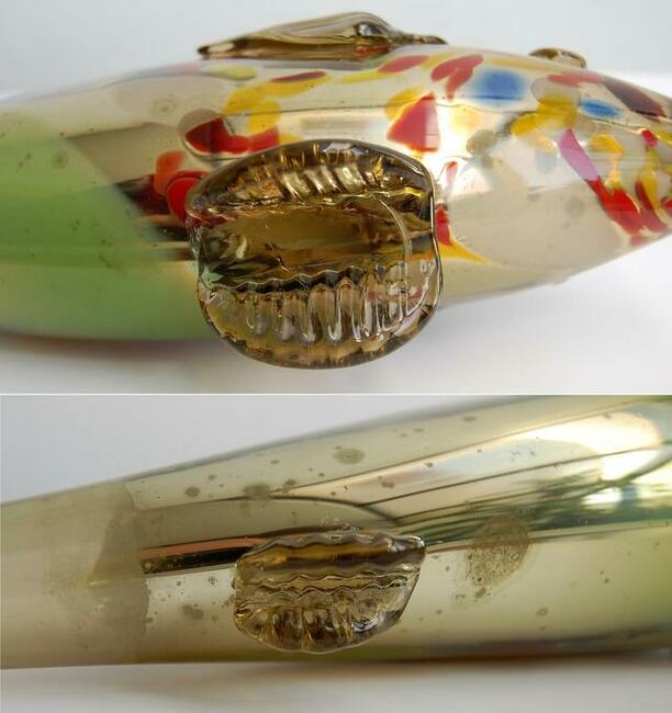 Ryba szklana figura 43 cm szkło barwione w masie PRL vintage