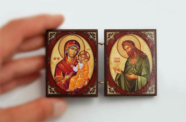 Ikona rozkładana rosyjska Jezus Maryja Józef, druk