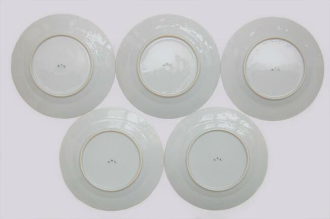 Talerze vintage deserowe zielone chińska porcelana złocenia