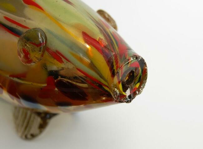 Ryba szklana figura 43 cm szkło barwione w masie PRL vintage