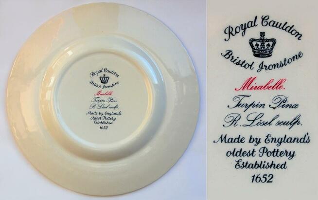 Talerze botaniczne vintage, Royal Cauldon, Anglia, kamionka