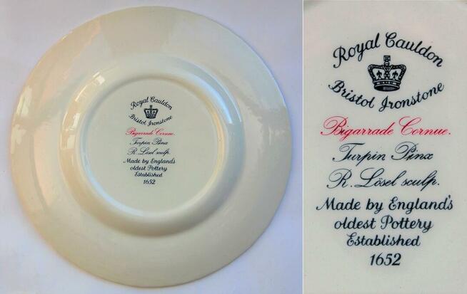 Talerze botaniczne vintage, Royal Cauldon, Anglia, kamionka