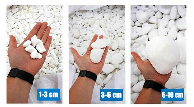 KAMIENIE OGRODOWE śnieżnobiałe otoczaki THASSOS 1T z dostawą