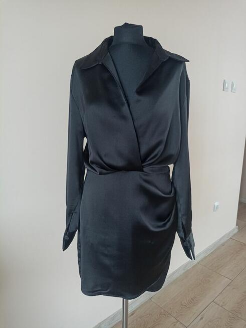Sukienka satynowa koktajlowa ZARA r. XL viralowa
