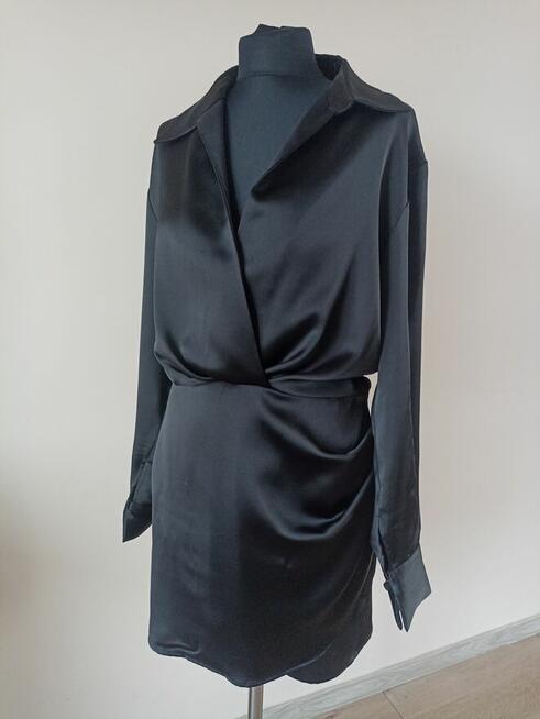 Sukienka satynowa koktajlowa ZARA r. XL viralowa