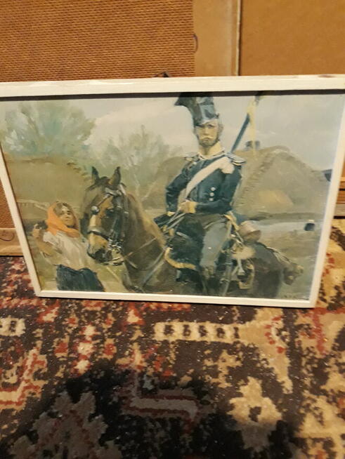 obraz /ułan i dziewczyna 15 ,7 x 20,8 /W Kossak / repr. krak