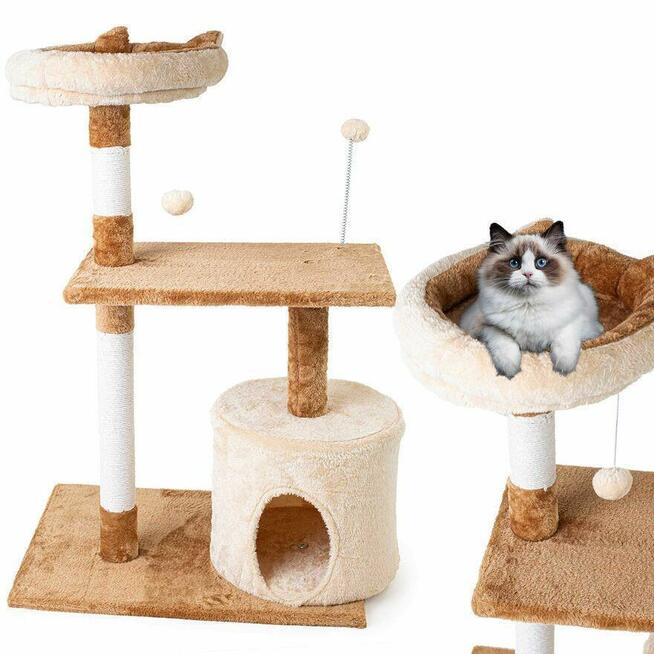 Drapak dla kota domek wieża legowisko DK05 beżowy