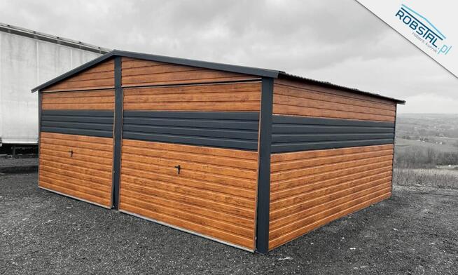 Garaż Blaszany drewnopodobny 6x6m