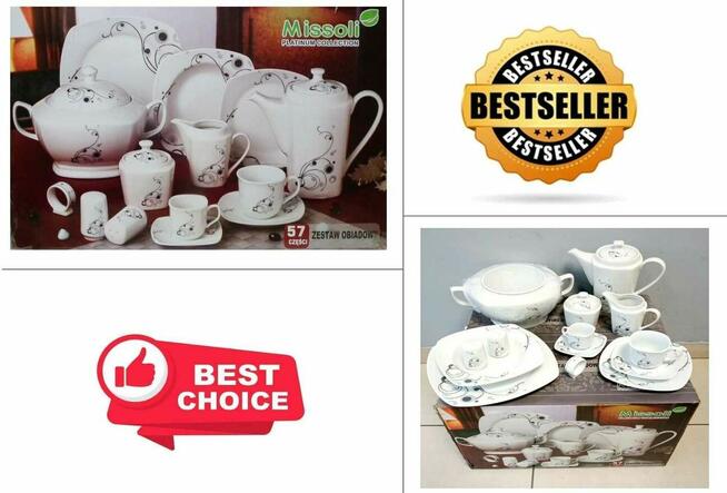 Duży zestaw obiadowo-kawowy -57 elementów