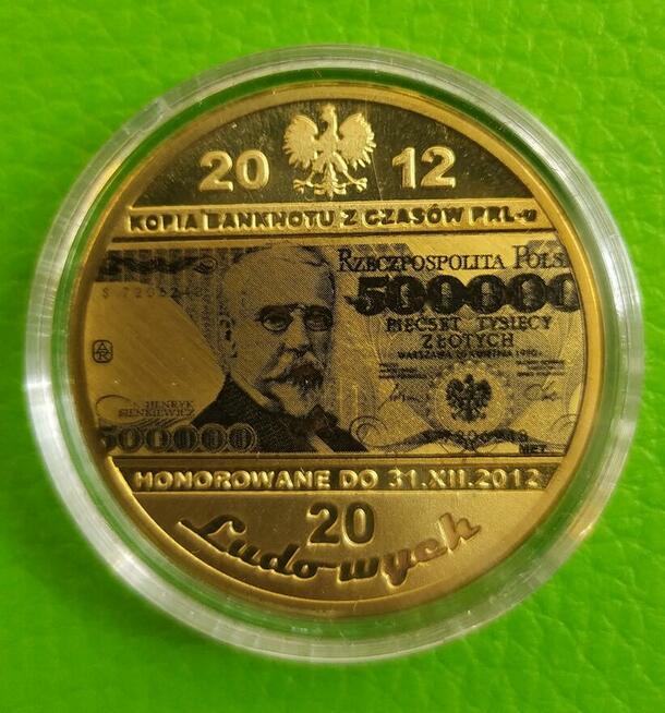 Moneta z Banknotem PRL 100 200 , 5000 , 1000 Miedź PLATYNOWA