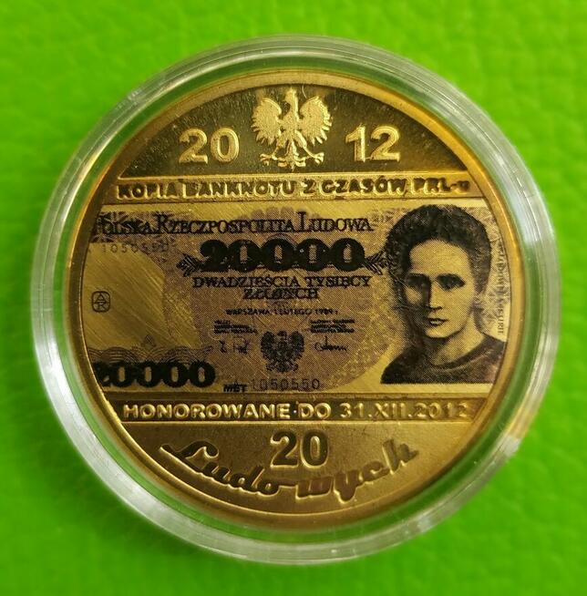 Moneta z Banknotem PRL 100 200 , 5000 , 1000 Miedź PLATYNOWA