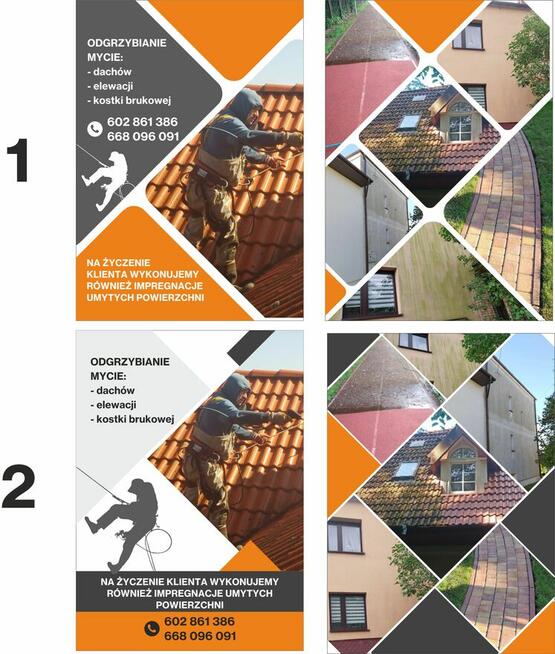 Mycie odgrzybianie dachów elewacji kostki