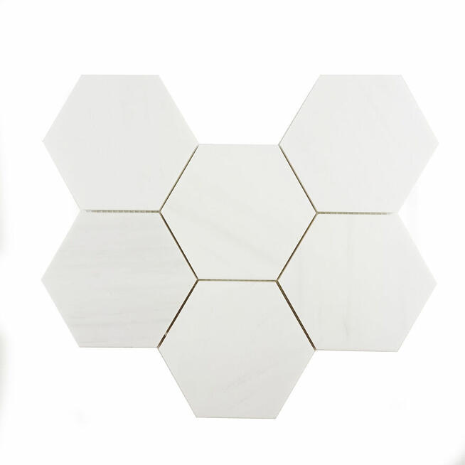 Mozaika Hexagon L z marmuru Glacier White