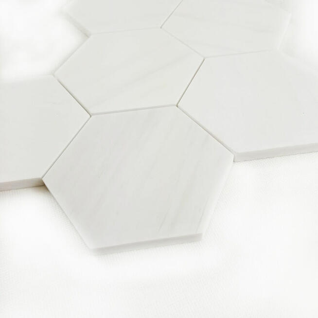 Mozaika Hexagon L z marmuru Glacier White