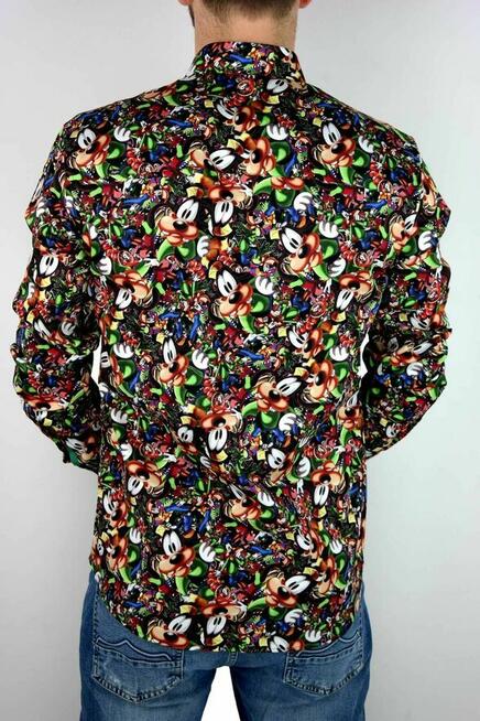 DANIEL BESSI Koszula Męska Fb036 Kolorowa GOOFY Wesoła bajki