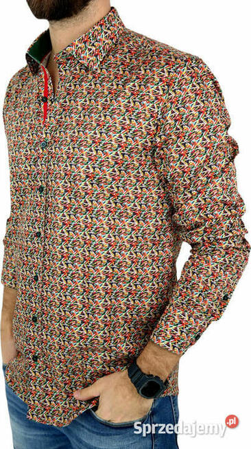 DANIEL BESSI Koszula Męska Fb033 Kolorowa Wesoła różne rozm.