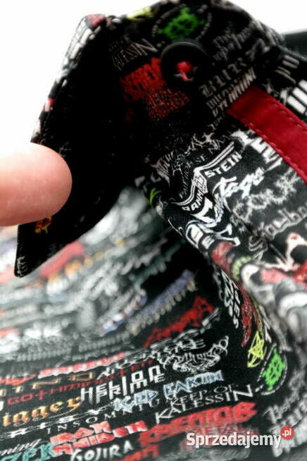 DANIEL BESSI Koszula Męska Fb091 Zespoły Muzyczne, Czarna,