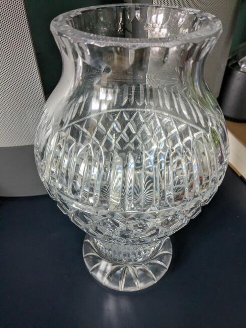 Wazon 26cm z PRL przezroczysty z grubego szkła Stan BDB