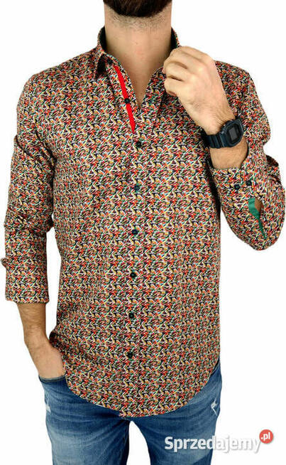 DANIEL BESSI Koszula Męska Fb033 Kolorowa Wesoła różne rozm.