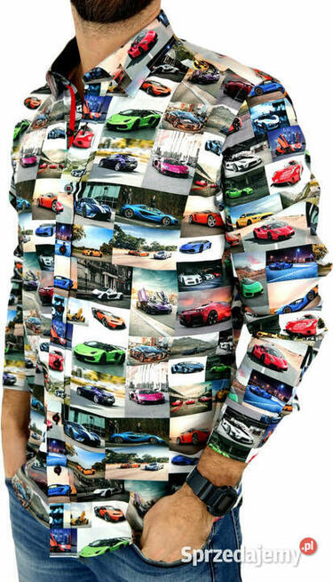DANIEL BESSI Koszula Męska Fb028 Super AUTA, Samochody L 41