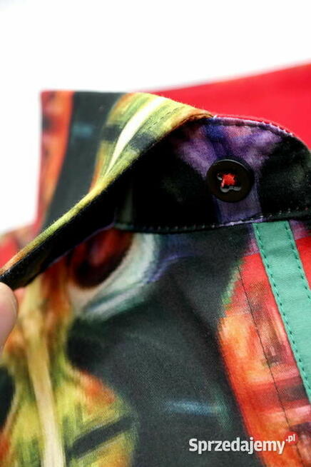 DANIEL BESSI Koszula Męska Fb080 Kolorowa, WITRAŻE Neony