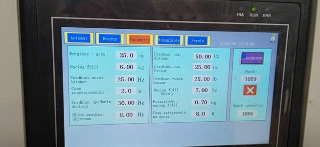 Półautomatyczna owijarka do palet z dociskiem max. wysokość