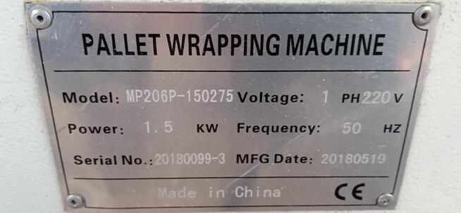 Półautomatyczna owijarka do palet z dociskiem max. wysokość