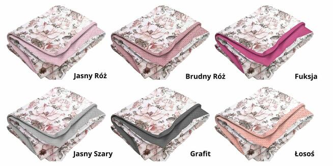 Dwustronna Narzuta 80x160 Bawełna + Polar Minky RÓŻNE kolory