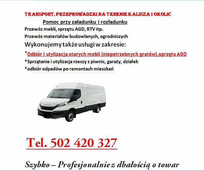 Oferuję transport i przeprowadzki. Kalisz