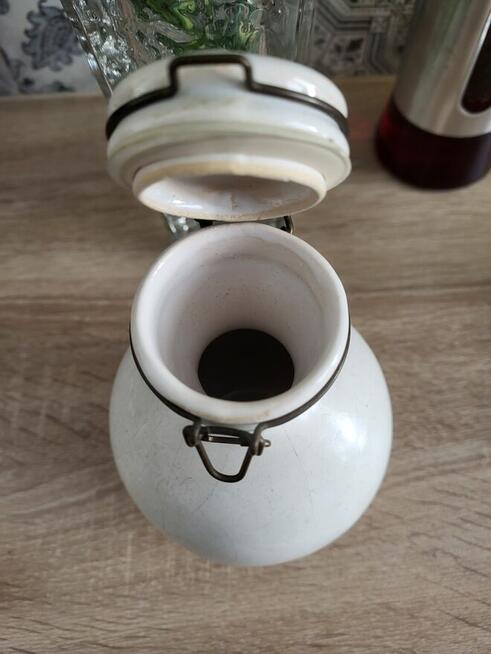 Stary zamykany pojemnik ceramiczny - real foto