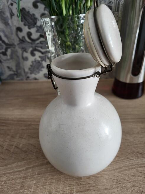 Stary zamykany pojemnik ceramiczny - real foto