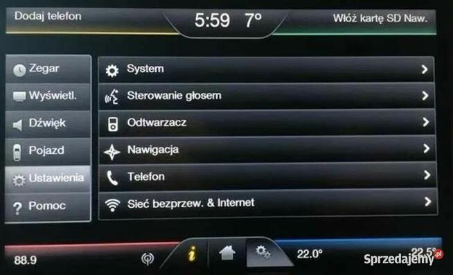 Ford Sync2 język polski menu konwersja z USA Fusion Escape