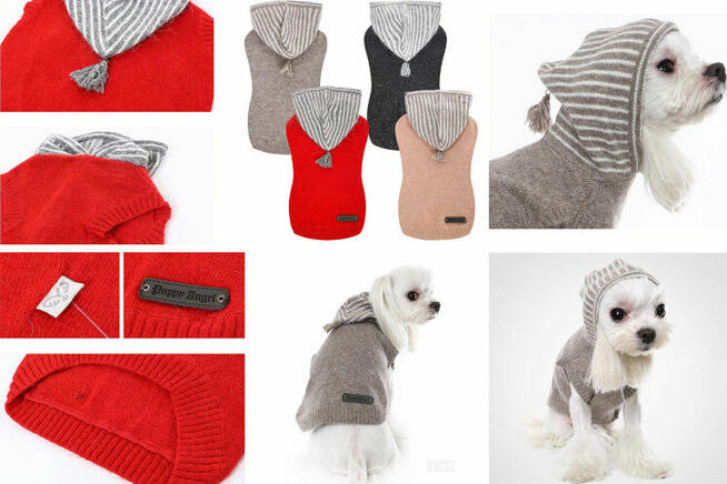 XL Puppy Angel Wełniany Sweter z kapturem dla Psa długość 35