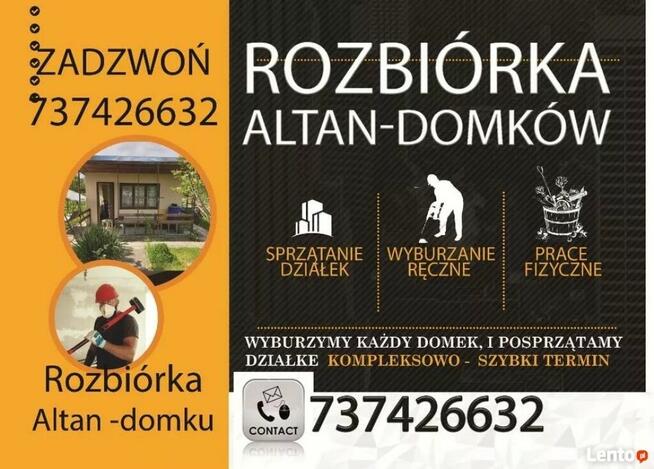 Rozbiórka Altan, domków drewnianych, szop, stodoły, sprzatan