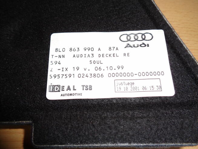 Półka bagażnika Audi A3 8L 2001