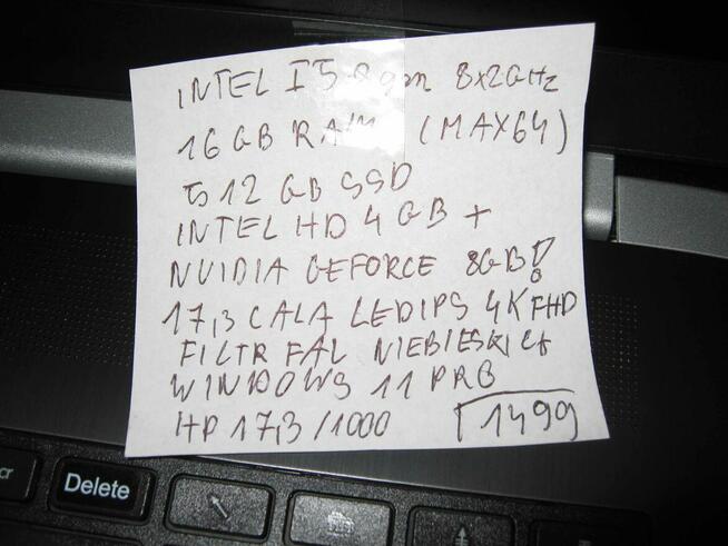 nowy Hp 17cal slim i5 8x2.6ghz nvidia 8gb 512ssd 16ram 4k I