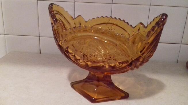 Owocarka szklana miodowa, Vintage, do sprzedania