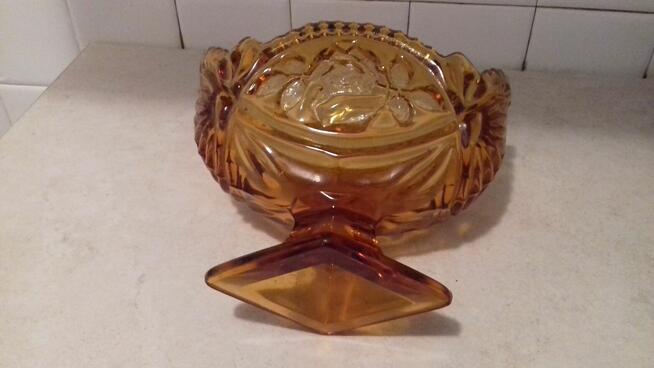 Owocarka szklana miodowa, Vintage, do sprzedania