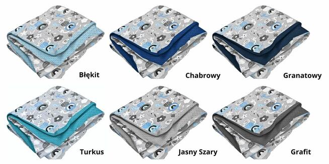 Dwustronna Narzuta 60x120 Bawełna + Polar Minky RÓŻNE kolory