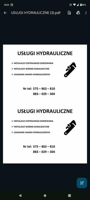 Usługi hydrauliczne